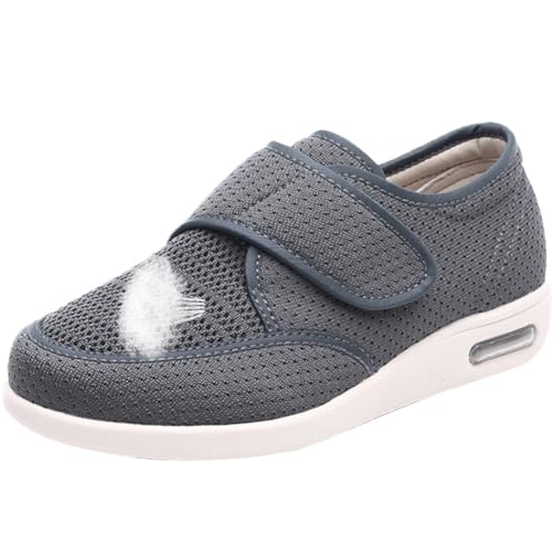 JTNZDAW Turnschuhe mit Klettverschluss Damen Orthopädische Schuhe Herren Hallux Valgus Senioren Hausschuhe(Gray,37.5 EU) von JTNZDAW