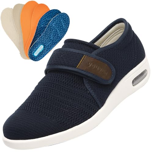 JTNZDAW Verbandschuhe Herren Extra Weit Hallux Valgus Schuhe mit Klettverschluss Gesundheitsschuh für Senioren Freizeits Diabetiker(Blue,40.5 EU) von JTNZDAW