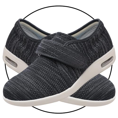 JTNZDAW Verbandsschuhe Damen Hausschuhe Senioren Slip On Sneaker Atmungsaktiv Mesh Leiche Freizeitschuhe Bequeme Turnschuhe Sportschuhe Indoor Outdoor Schuhe(BlackGrey,40.5 EU) von JTNZDAW