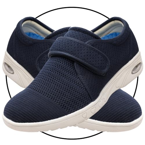 JTNZDAW Verbandsschuhe Damen Hausschuhe Senioren Slip On Sneaker Atmungsaktiv Mesh Leiche Freizeitschuhe Bequeme Turnschuhe Sportschuhe Indoor Outdoor Schuhe(Blue,40.5 EU) von JTNZDAW