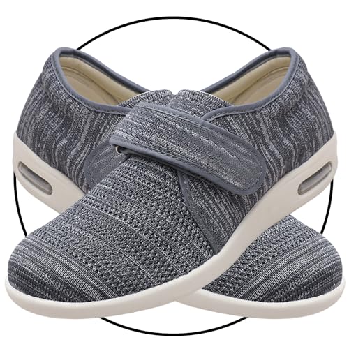 JTNZDAW Verbandsschuhe Damen Hausschuhe Senioren Slip On Sneaker Atmungsaktiv Mesh Leiche Freizeitschuhe Bequeme Turnschuhe Sportschuhe Indoor Outdoor Schuhe(DarkGrey,37.5 EU) von JTNZDAW