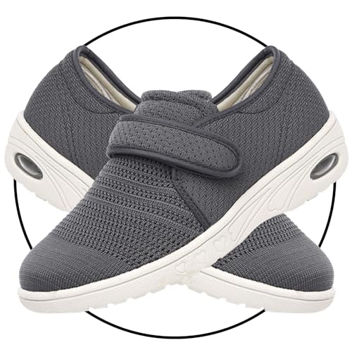 JTNZDAW Verbandsschuhe Damen Hausschuhe Senioren Slip On Sneaker Atmungsaktiv Mesh Leiche Freizeitschuhe Bequeme Turnschuhe Sportschuhe Indoor Outdoor Schuhe(Gray,40.5 EU) von JTNZDAW