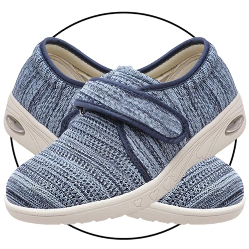 JTNZDAW Verbandsschuhe Damen Hausschuhe Senioren Slip On Sneaker Atmungsaktiv Mesh Leiche Freizeitschuhe Bequeme Turnschuhe Sportschuhe Indoor Outdoor Schuhe(LightBlue,40.5 EU) von JTNZDAW