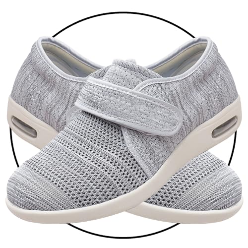 JTNZDAW Verbandsschuhe Damen Hausschuhe Senioren Slip On Sneaker Atmungsaktiv Mesh Leiche Freizeitschuhe Bequeme Turnschuhe Sportschuhe Indoor Outdoor Schuhe(LightGrey,37.5 EU) von JTNZDAW
