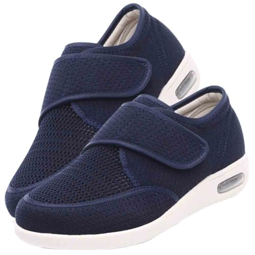 JTNZDAW Verbandsschuhe Damen Turnschuhe mit Klettverschluss Diabetiker Schuhe Extra Weit Hallux Valgus Geschwollene Füße Hausschuhe(Blue,42 EU) von JTNZDAW