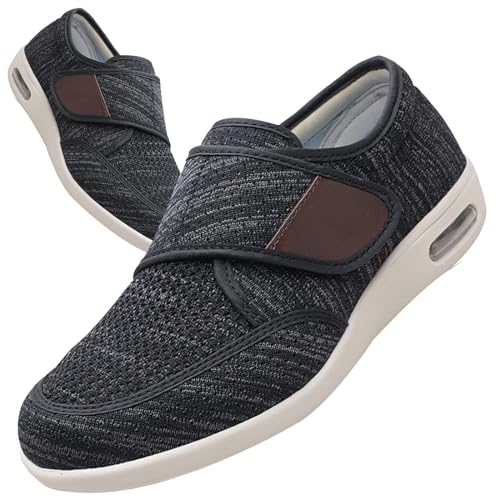 Orthopädische Schuhe Verstellbare Breite Sandalen Verbandschuhe Einlegesohle Klettverschluss(Black Gray,40.5 EU) von JTNZDAW