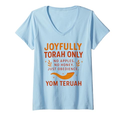 Damen Joyfully Torah Only - Yom Teruah Scripture Design T-Shirt mit V-Ausschnitt Damen Joyfully Torah Only - Yom Teruah Scripture Design T-Shirt mit V-Ausschnitt von JTOD