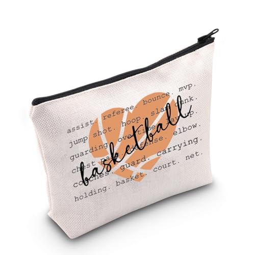 Basketball-Geschenk für Mädchen, Basketball-inspirierte Make-up-Tasche, Basketball-Team, Mutter, Geschenk für Basketballliebhaber, Basketballtasche EU, Kosmetiktasche mit Aufdruck von JTOUK