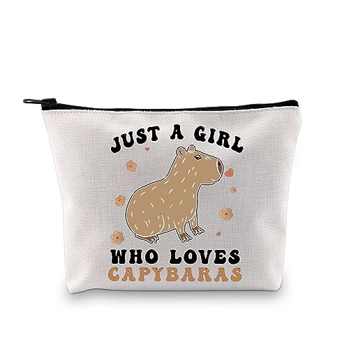 Capybaras Make-up-Tasche, Capybara-Liebhaber, Zubehör, riesiges Geschenk für Nagetiere, Geschenk mit Tiermotiven, nur ein Mädchen, das Capybaras liebt, Kosmetiktasche, Loves Capybaras Beige EU, von JTOUK