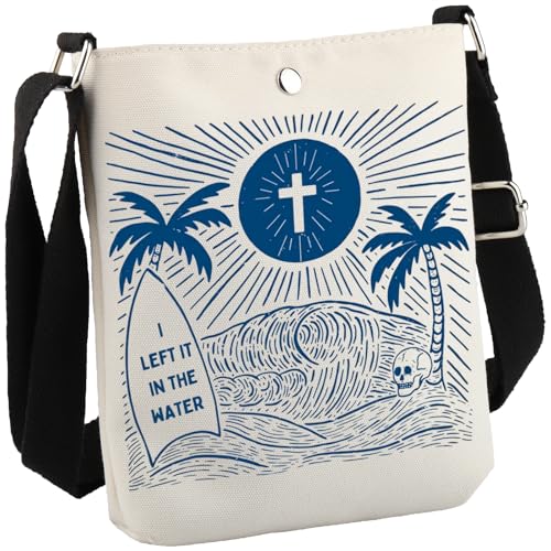 Christliche Umhängetasche mit Bibelvers "I Left It In The Water", religiöses christliches Geschenk, Jesus-Taufgeschenk, Water Cb EU, 8.27 Inches ×6.5 Inches × 0.79 Inches von JTOUK