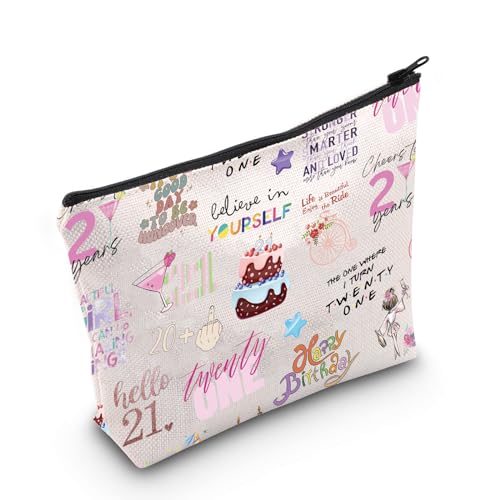 Happy 21st Birthday Gift 21st Birthday Hangover Kit Zipper Pouch Makeup Bag for 21st Birthday Girl, 21. Geburtstag Eu, Kosmetiktasche mit Aufdruck von JTOUK