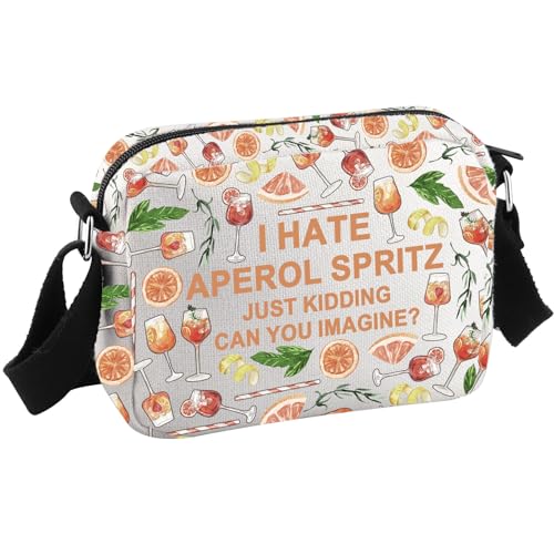 JTOUK Aperol Spritz Themen-Geschenk, Cocktail, Junggesellinnenabschied, Aperol Spritz Crossbody-Tasche, italienisches Sommergeschenk, Hate Aperol Hkb Eu, 8.27 Inches × 5.91 Inches × 0.79 Inches von JTOUK