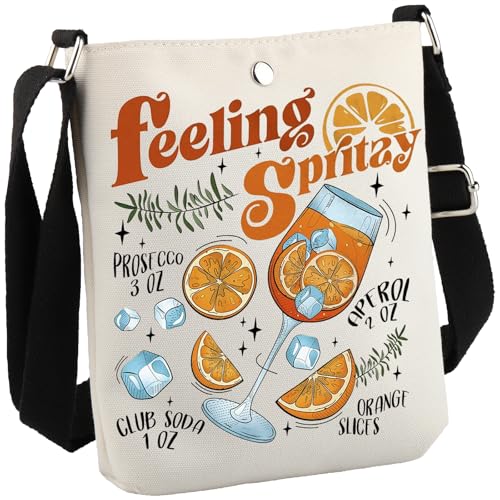 JTOUK Aperol Spritz Themen-Geschenk, italienisches Sommer-Geschenk, Cocktail, Junggesellinnenabschied, Gefühls-Spritzy-Crossbody-Tasche, Feeling Spritzy Cb EU, 8.27 Inches ×6.5 Inches × 0.79 Inches von JTOUK