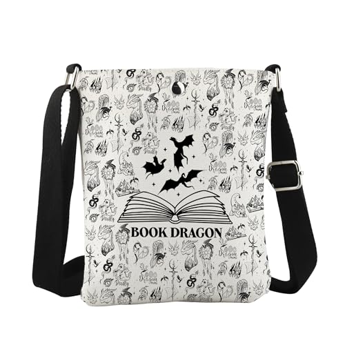 JTOUK Book Dragon Crossbody Bag FW Gift Fantasy Reader Gift Dragon Rider Merch, Book Dragon Cb Eu, 5.91 Inches ×8.27 Inches von JTOUK