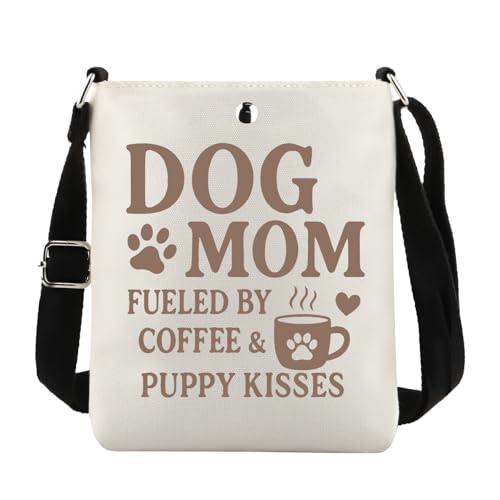 JTOUK Dog Mom Fueled by Coffee and Puppy Kisses Crossbody Bag Pet Mom Lover Merch, Dog Mom Cb EU, 8.27 Inches ×6.5 Inches × 0.79 Inches von JTOUK