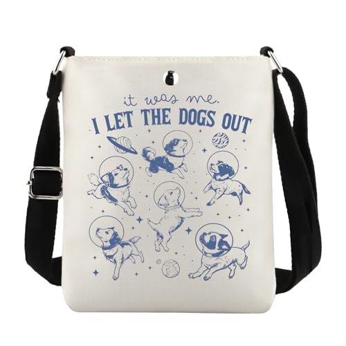 JTOUK Dogs In Space Crossbody-Tasche für Hundebesitzer, Geschenk für Hundeführer, Wertschätzung Merch, Let Dogs Out Cb EU, 8.27 Inches ×6.5 Inches × 0.79 Inches von JTOUK