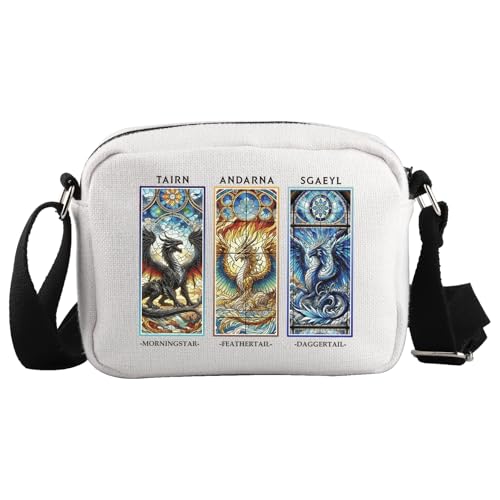 JTOUK FW Dragons Crossbody Bag Onyx Storm Geschenk Basgiath War College Geschenk The Empyrean Series Fan Geschenk, Andarna Hkb EU, 5.91 Inches ×8.27 Inches von JTOUK