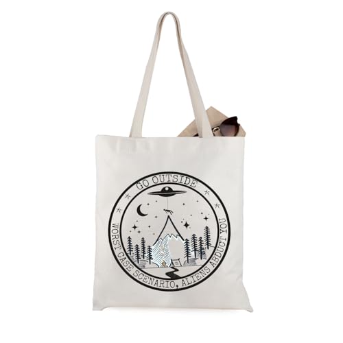 JTOUK Go Outside Worst Case Scenario Tragetasche Outdoor Natur Geschenk Mysterious Fantasy Merch, Go Outside Tote EU, 14.96”* 6.7”* 11.81” ,Large von JTOUK