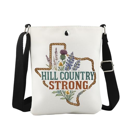 JTOUK Hill Country Strong Crossbody Bag Texas Strong Flood Survivor Geschenk Hill Country Katastrophe Unterstützung Geschenk für Katastrophenopfer, Hill Cb EU, 8.27 Inches ×6.5 Inches × 0.79 Inches von JTOUK