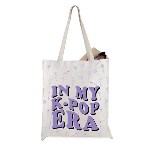 JTOUK K-Pop Lover Gift In My K-Pop Era Korean Pop Music Fans Canvas Tote Bag, K-Pop Era Tote Eu, 13.78 inch x 14.96 inch, Large von JTOUK