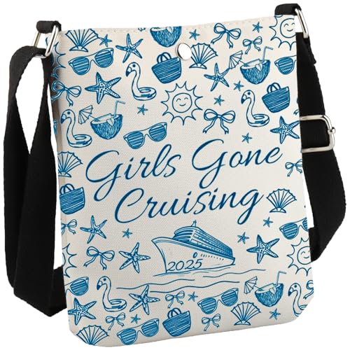 JTOUK Kreuzfahrt-Reise-Geschenk, Kreuzfahrtschiff-Liebhaber, Geschenk, Sommer, Urlaub, Strandtasche, Gone Cruising, Crossbody-Tasche, Gone Cruising Cb Eu, 8.27 Inches ×6.5 Inches × 0.79 Inches von JTOUK