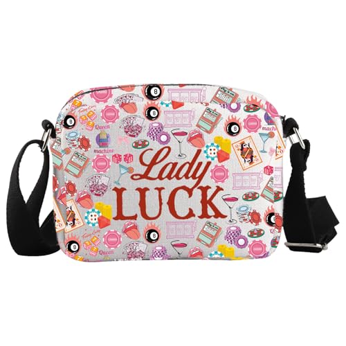 JTOUK Lady Luck Crossbody Bag Vintage Spielkarten Geschenk Würfel Glücksspiel Geschenk Klassische Bunco Würfel Geschenk, Lady Luck Hkb EU, 8.27 Inches × 5.91 Inches × 0.79 Inches von JTOUK