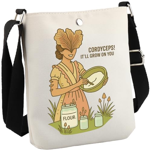 JTOUK Mycology Gift Cordyceps It'll Grow On You Umhängetasche für Pilzliebhaber, Grow on You Cb EU, 8.27 Inches ×6.5 Inches × 0.79 Inches von JTOUK
