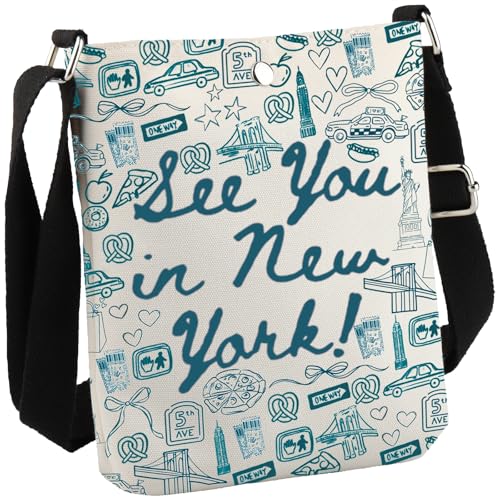 JTOUK New York Reisegeschenk NYC Souvenirs Geschenk See You In New York Reise Crossbody Tasche für NYC Liebhaber Reisende, In New York Cb Eu, 8.27 Inches ×6.5 Inches × 0.79 Inches von JTOUK