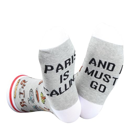 JTOUK Paris Mädchen Reise Geschenk Urlaub in Paris Geschenk Paris Is Calling I Must Go Neuheit Paris Socken Geschenk für Sie Frankreich Urlaub, Paris ruft EU an, One Size Tall von JTOUK