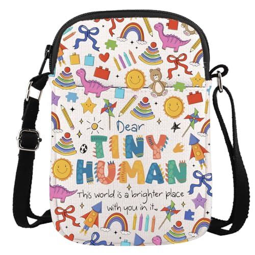 JTOUK Pediatric Nurse Gift Peds Graduation Gift Dear Tiny Human This World Is a Brighter Place Pediatrician Crossbody Bag, Tiny Human Cr EU, 5.91 Inches ×8.27 Inches von JTOUK