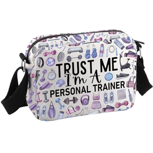 JTOUK Personal Trainer Geschenk Fitness Geschenk Gym Lover Gift Trust Me I'M A Personal Trainer Crossbody Bag, Personal Trainer Hkb EU, 8.27 Inches × 5.91 Inches × 0.79 Inches von JTOUK