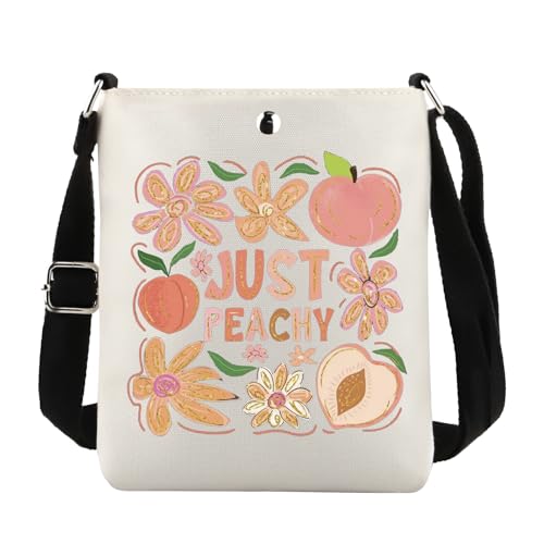 JTOUK Pfirsich-inspirierte Umhängetasche, Pfirsich-Thema, Merch, Frucht, Pfirsich-Liebhaber, Geschenk, Peachy Cb EU, 8.27 Inches ×6.5 Inches × 0.79 Inches von JTOUK