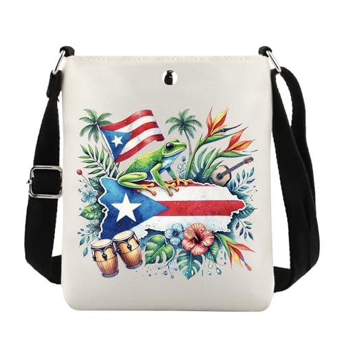 JTOUK Puerto Rico Crossbody Bag Puerto Rico Flag Coqui Frog Gift Puerto Rico Charm Merch, Puerto Rico Cb EU, 8.27 Inches ×6.5 Inches × 0.79 Inches von JTOUK