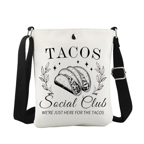 JTOUK Tacos Social Club Crossbody Mexican Food Gift Mexican Feast Gift for Taco Lover, Tacos Cb EU, 8.27 Inches ×6.5 Inches × 0.79 Inches von JTOUK