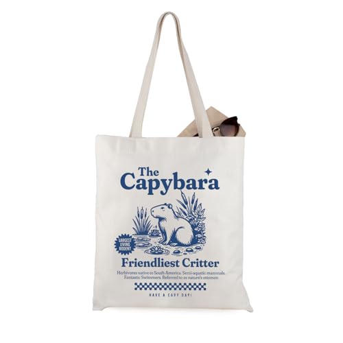 JTOUK The Capybara Friendliest Critter Tote Bag Funny Animal Gift for Capybara Lover, Capybara Friendliest Tote EU, 14.96”* 6.7”* 11.81” ,Large von JTOUK