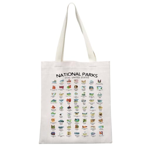 JTOUK Tragetasche mit Nationalparks, Outdoor, Camping, Wandern, Geschenk, Roadtrip, Abenteuer, Geschenk, US-Nationalparks, National Parks Tote EU, 13.78 inch x 14.96 inch, Large von JTOUK