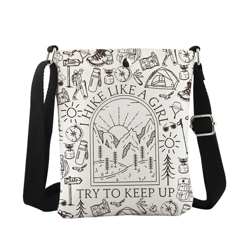 JTOUK Umhängetasche "I Hike Like A Girl Try to Keep Up", Wandern, Camping, Geschenk für Abenteuerliebhaber, Try to Keep Cb Eu, 5.91 Inches ×8.27 Inches von JTOUK