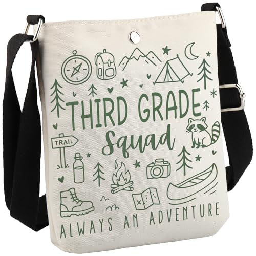 JTOUK Umhängetasche für Lehrer der 3. Klasse, Aufschrift "Third Grade Squad Always An Adventure Camp Back To School", Third Grade Cb Eu, 8.27 Inches ×6.5 Inches × 0.79 Inches von JTOUK