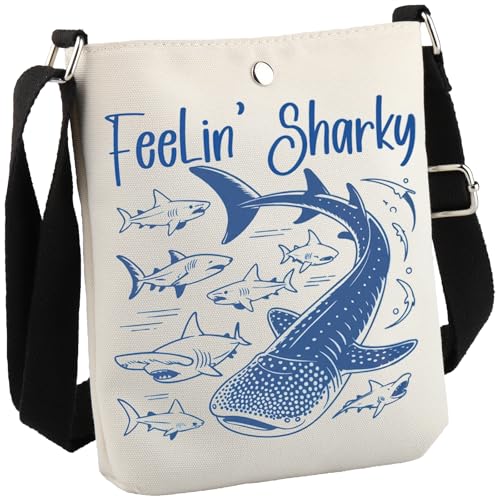 JTOUK Umhängetasche mit Haifischliebhabern, Geschenk für Taucher, Sharky, Sharky Cb EU, 8.27 Inches ×6.5 Inches × 0.79 Inches von JTOUK