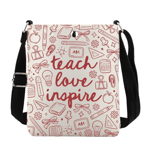 JTOUK Umhängetasche von Lehrern, inspiriert von Lehrern, Liebe, Inspiration, Geschenk, Lehrer, Merch, Teach Love Cb Eu, 8.27 Inches ×6.5 Inches × 0.79 Inches von JTOUK
