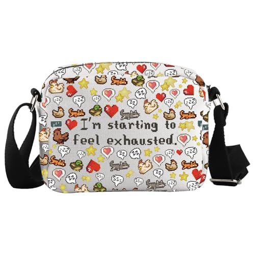 JTOUK Valley Game Inspired Crossbody Bag Videospiel Geschenk Simmers Geschenk Gaming Geschenk für Spielliebhaber, Feel Exhausted Hkb Eu, 5.91 Inches ×8.27 Inches von JTOUK