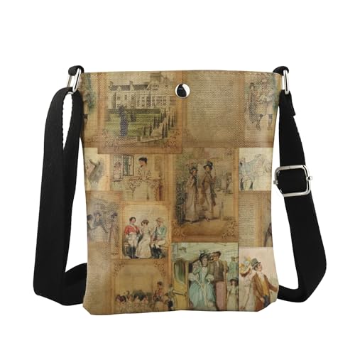 JTOUK Vintage Jane Austen Bookish Gift Crossbody Bag Book Bag for Classic Novel Book Lover, Jane a Cb EU, 5.91 Inches ×8.27 Inches von JTOUK