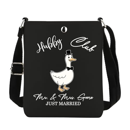 JTOUK Wifey Hubby Goose Crossbody Bag Brautgeschenk Ehepaar Passendes Merch, Hubby Cb EU, 8.27 Inches ×6.5 Inches × 0.79 Inches von JTOUK