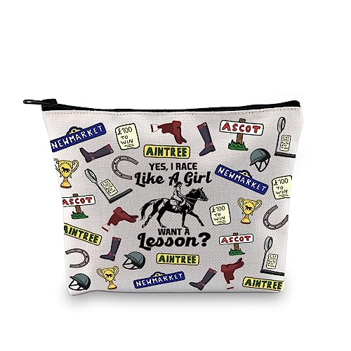 Pferderennen Geschenk Reiten Geschenk Jockey Racer Derby Rider Track Race Geschenk I Race Like A Girl Want A Lesson Make-up-Tasche, Pferderennen wie Mädchen Tasche Eu, Kosmetiktasche mit Druck von JTOUK