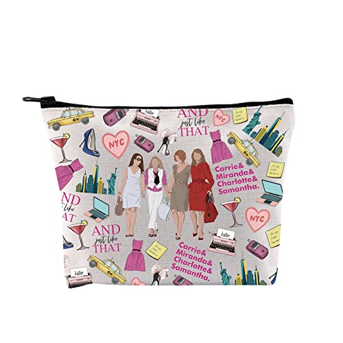 Romantic Comedies TV-Serie Fans Kosmetiktasche Carrie Miranda Charlotte & Samantha Reißverschluss Reisetasche für Filmliebhaber Frauen Mädchen, Sex-TV-Muster Tasche EU, Kosmetiktasche mit Aufdruck von JTOUK