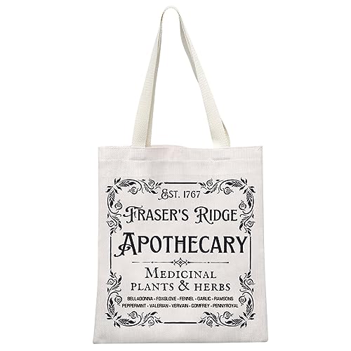 TV-Show-inspiriertes Geschenkbuch, Merchandise Geschenk, Fraser's Ridge Apothecary Est. 1767 Sassenach Tragetasche für Jamie Fraser Fans, Fraser's Ridge Tote EU, 13.78 inch x 14.96 inch, Large von JTOUK