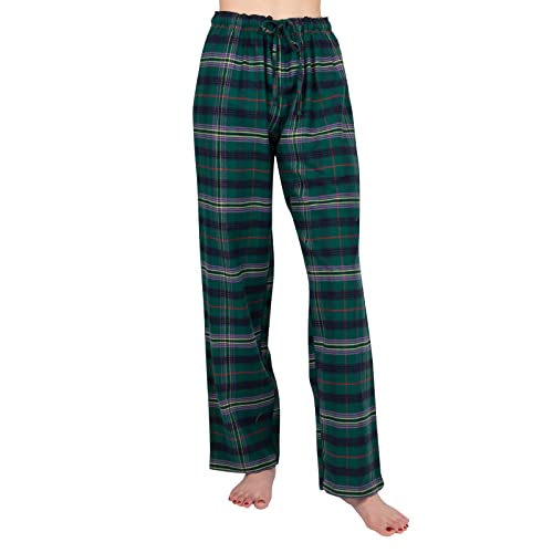 JTPW Damen 100% Baumwolle Super Soft Flanell Pyjama/Lounge Bottoms mit Taschen,Black Green Check,Size:M von JTPW