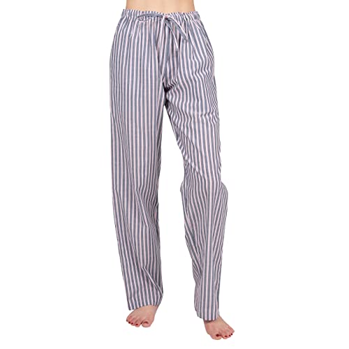 JTPW Damen 100% Baumwolle Woven Poplin Bequeme Pyjama/Lounge Hose mit Taschen,Navy White Red Stripe,Size:XS von JTPW