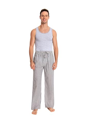 JTPW Herren 100% Baumwolle Gewebte Popeline Bequeme Pyjama/Lounge Hose mit Taschen, Navy Cream Stripe, SIZE:XXL von JTPW