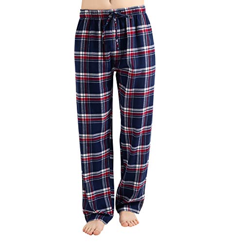 JTPW Men's 100% Cotton Flannel Sleep Pajama Pants With Pockets, Blue White Plaid, Size: L von JTPW
